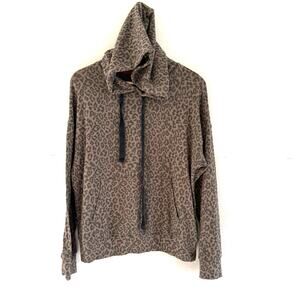 Sundry Leopard‎ Cozy Hoodie Oatmeal Women’s Size 2 Medium Stretch Super Soft
